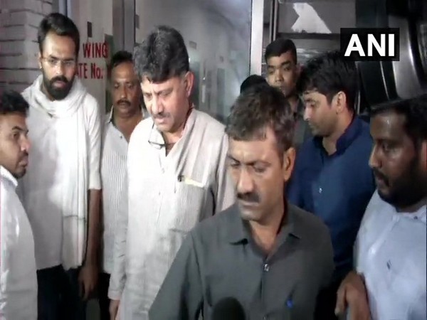 Congress leader DK Shivakumar coming out of ED office in New Delhi. Photo/ANI