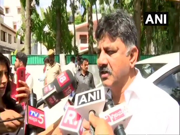 Congress leader DK Shivakumar while speaking to reporters in Bengaluru, Karnataka on Monday. Photo/ANI