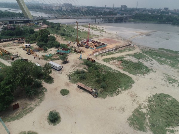 The Delhi Metro Rail Corporation (DMRC) commenced preliminary work on the fifth Metro bridge over river Yamuna (Photo source: DMRC)