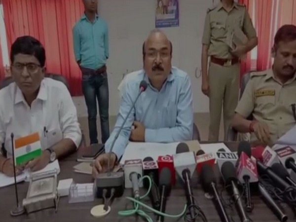 District Magistrate Uday Bhanu Tripathi speaking to reporters in Barabanki on Thursday. Photo/ANI