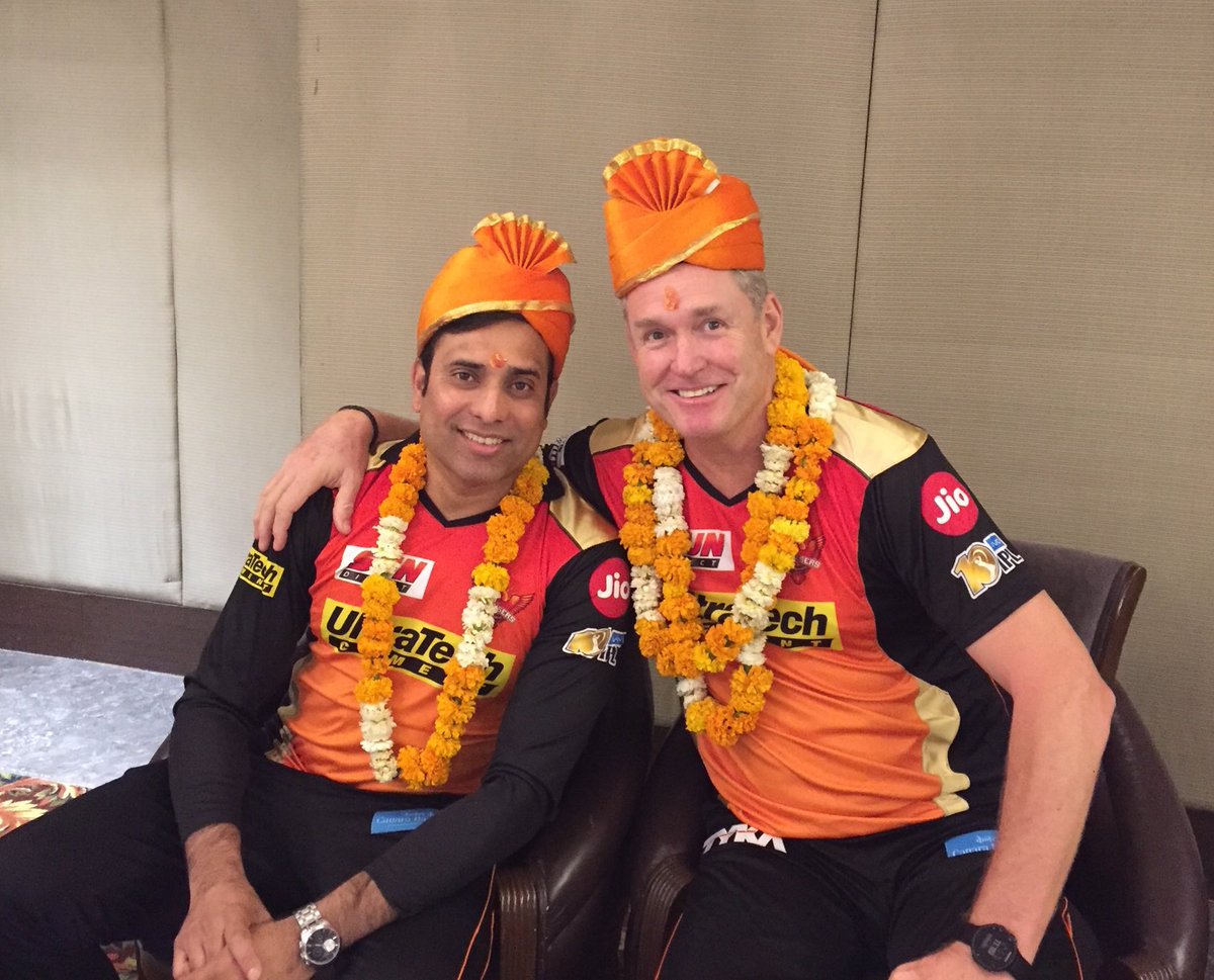 SRH coach Tom Moody (on the right) with VVS Laxman (on the left) (Courtesy Tom Moody Twitter)