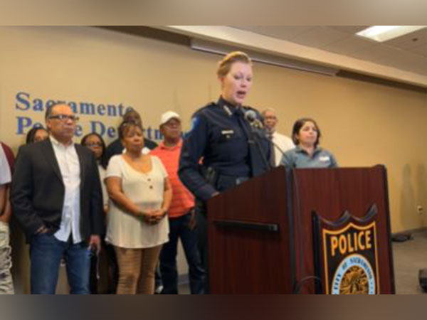 Sacramento Police Chief Katherine Lester addressing a press conference on Sunday.