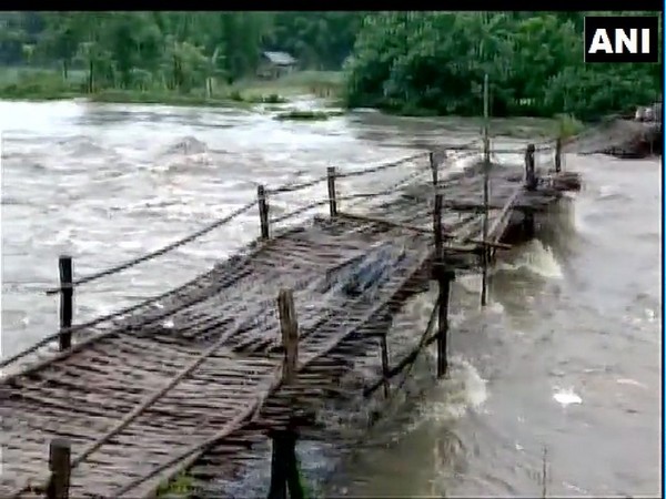 The Brahmaputra river in spate in Assam.