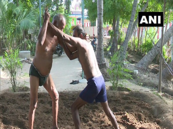 93-year old Palani in the wrestling ring 