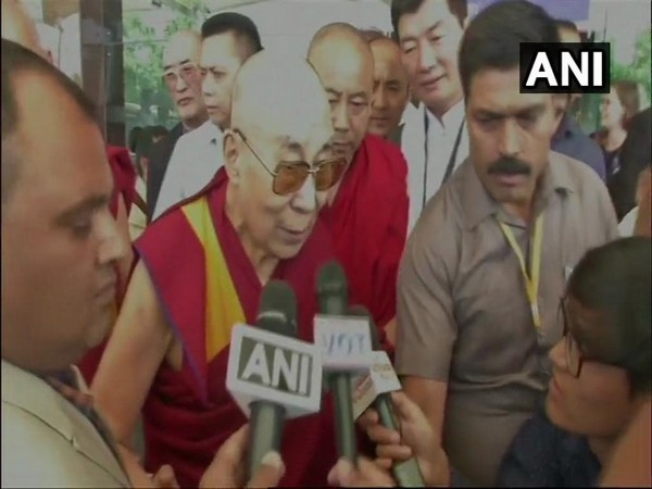 Tibetan spiritual leader Dalai Lama while speaking to media persons here on Friday. Photo/ANI