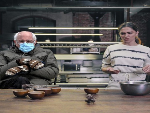 Deepika Padukone's meme with Bernie Sanders (Image Source: Instagram)