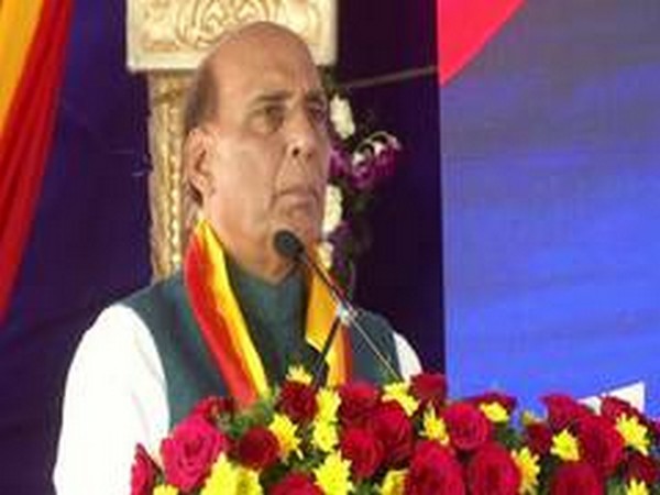 Defence Minister Rajnath Singh addressing an event in Bengaluru on Thursday. Photo/ANI