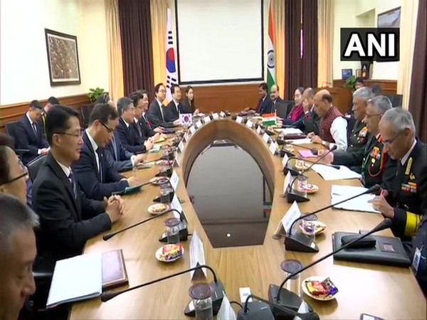 Delhi: Defence Minister Rajnath Singh and Jeong Kyeong-doo, Minister of National Defense of South Korea hold a meeting at South Block.
