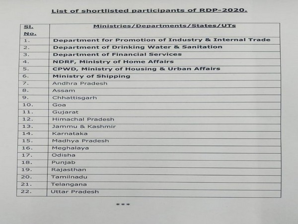 Defence Ministry's list of shortlisted participants(tableaux) for Republic Day Parade 2020