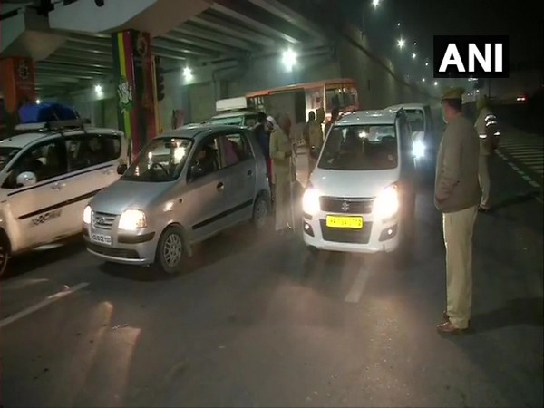 A visual of vehicles checked by police at Ghazipur check post.