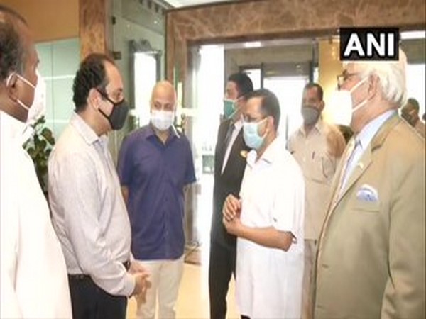 Delhi Chief Minister Arvind Kejriwal and Deputy CM Manish Sisodia visited The Surya Hotel here on Tuesday. (Photo/ANI)
