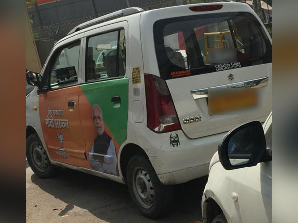 The image of a taxi which has been shared by AAP to back its claims of political advertising on commercial vehicles