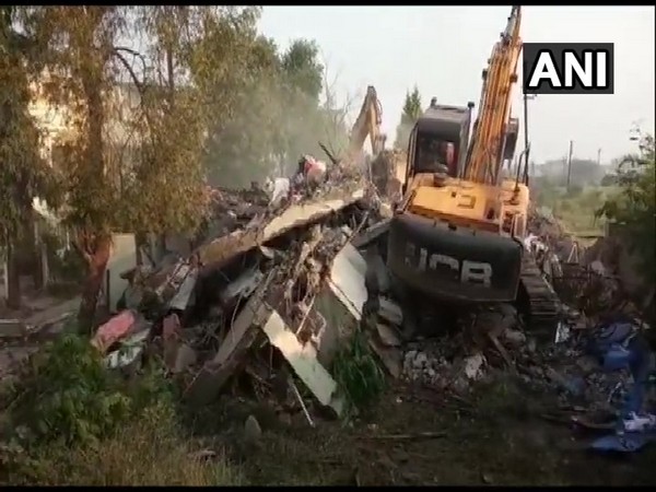 The demolition work carried out by the Indore Municipal Corporation on Monday. Photo/ANI