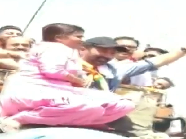 The woman who kissed BJP candidate Sunny Deol in Batala, Punjab.