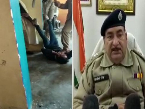 In a video, police personnel can be seen thrashing a man, accused of stealing a mobile phone (Left), SP Shripati Mishra (Right) ordered suspension. 