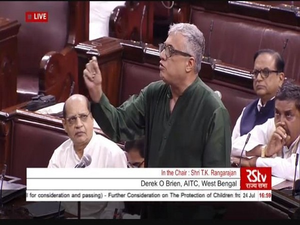TMC MP Derek O'Brien speaking in Rajaya Sabha on POCSO Act on Wednesday. (Photo/ANI)