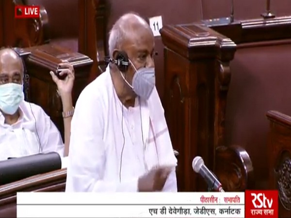 Former Prime Minister HD Deve Gowda speaking in the Rajya Sabha on Tuesday.