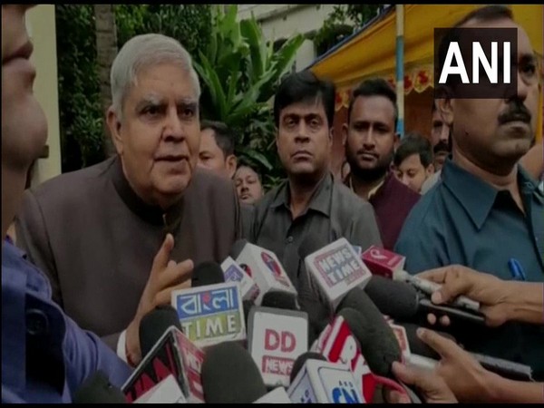 West Bengal Governor Jagdeep Dhankhar speaking to media persons on Saturday. (Photo/ANI(