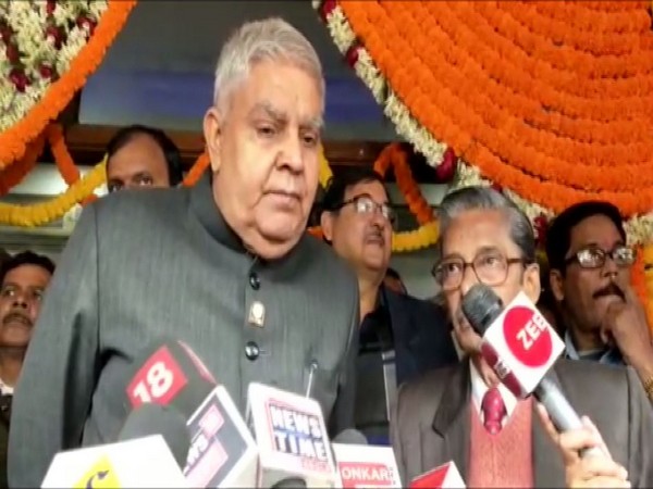 West Bengal Governor Jagdeep Dhankhar speaking to reporters in Kolkata on Wednesday. Photo/ANI