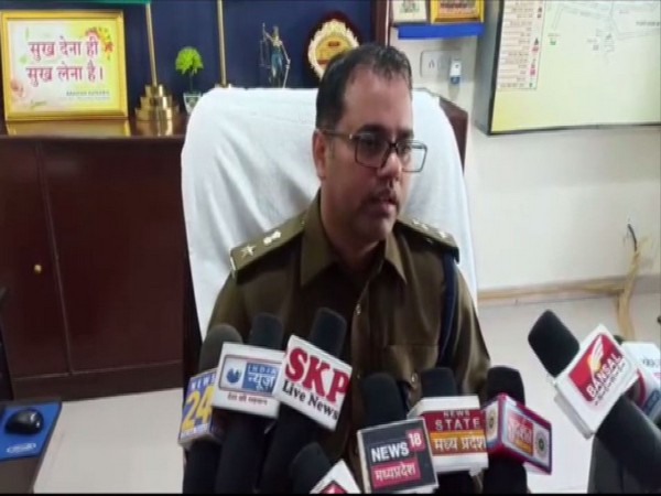 Dhar SP Aditya Pratap Singh speaking to reporters on Tuesday. Photo/ANI