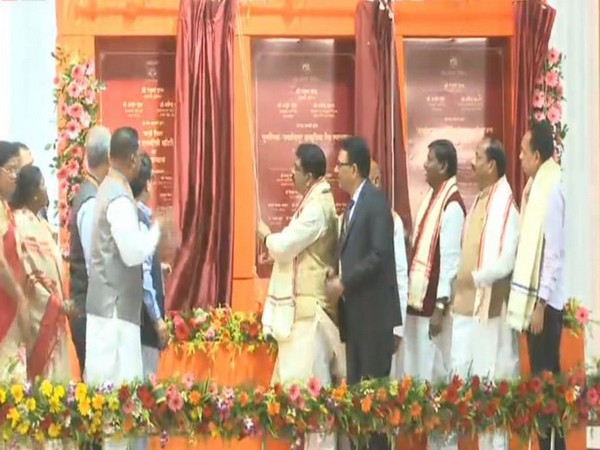 Union Minister Dharmendra Pradhan at the foundation stone laying ceremony in Hazaribagh on Friday. Photo/ANI