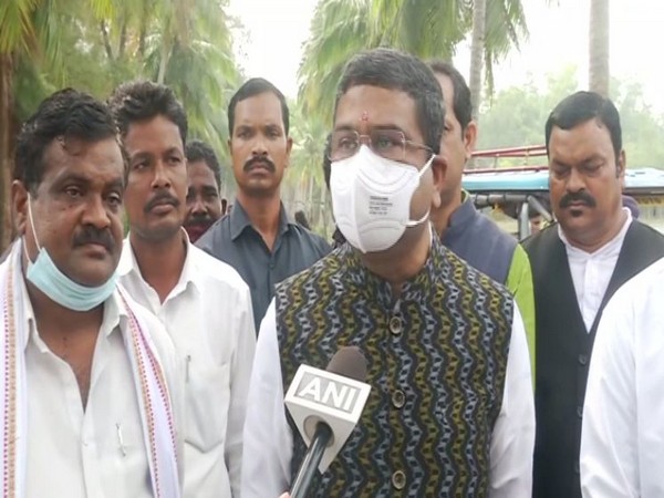 Union Minister Dharmendra Pradhan speaking to ANI at the Bhitarkanika National Park on Sunday [Photo/ANI]