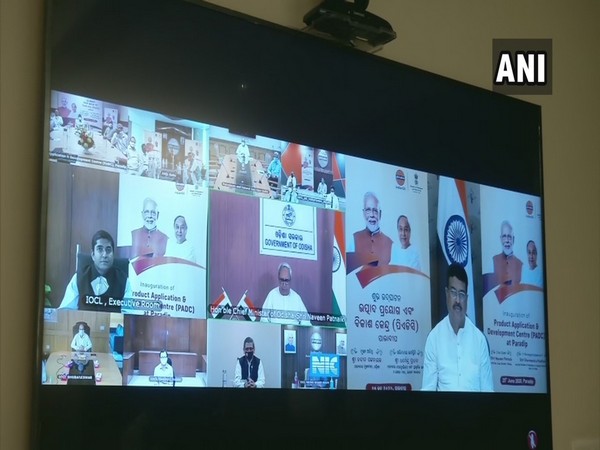 Virtual Inauguration of Product Application and Development Centre (PADC) in Paradip, Odisha on Thursday. (Photo/ANI)