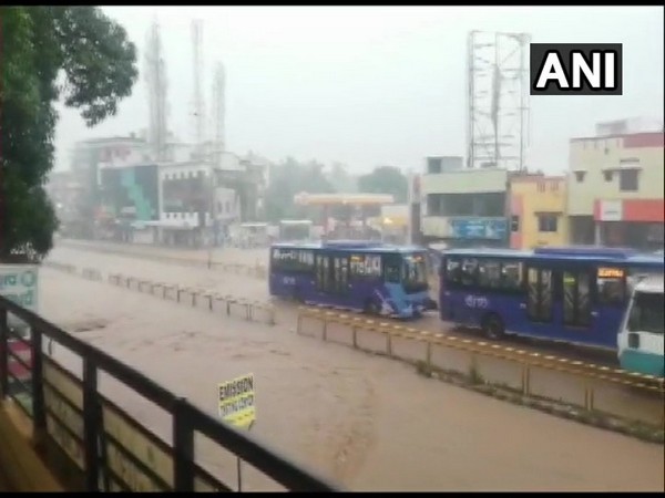 Karnataka: Roads waterlogged in Dharwad, following heavy rainfall in the region