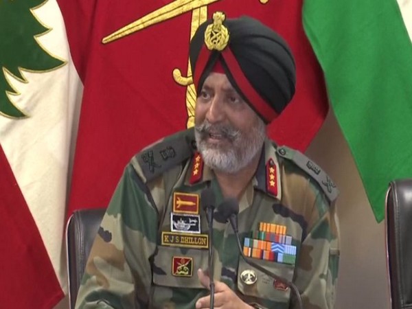 Army Lieutenant General KJS Dhillon addressing media persons in Jammu and Kashmir on Wednesday. (Photo/ANI)
