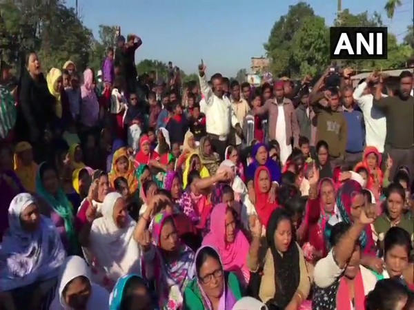 Visual from the protest in Dibrugarh on Tuesday. Photo/ANI