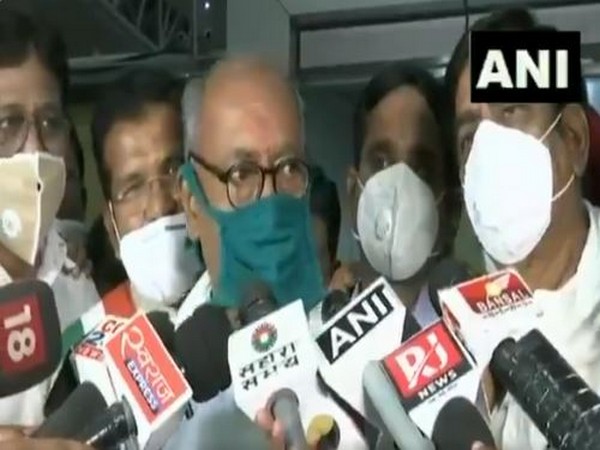 Congress leader Digvijaya Singh speaking to media in Raipur on Wednesday. (Photo/ANI)