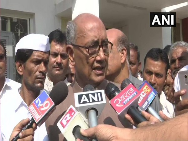 Congress leader Digvijaya Singh speaking to media persons in New Delhi on Saturday. (Photo/ANI)
