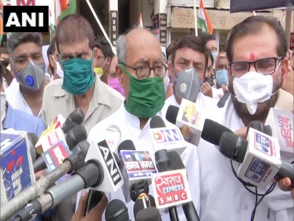Congress leader Digvijaya Singh speaking to reporters in Bhopal on Wednesday. Photo/ANI