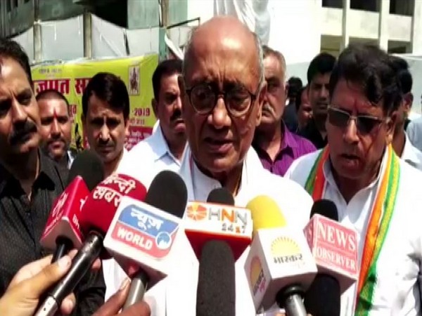 Congress leader Digvijaya Singh speaking to reporters in Bhopal on Tuesday. Photo/ANI