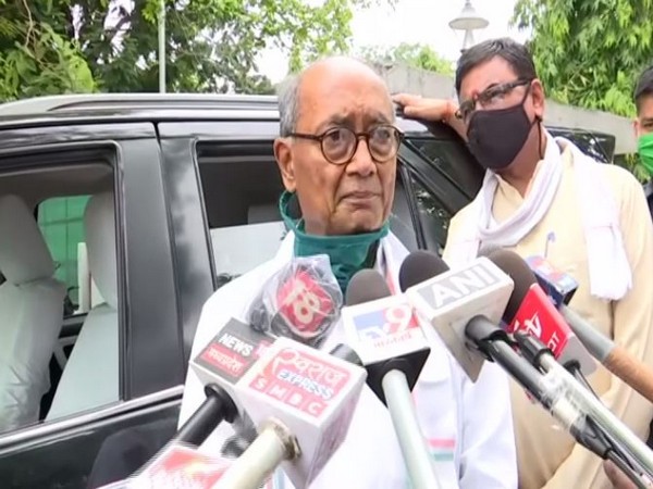Congress leader Digvijaya Singh speaking to reporters on Monday. [Photo/ANI]