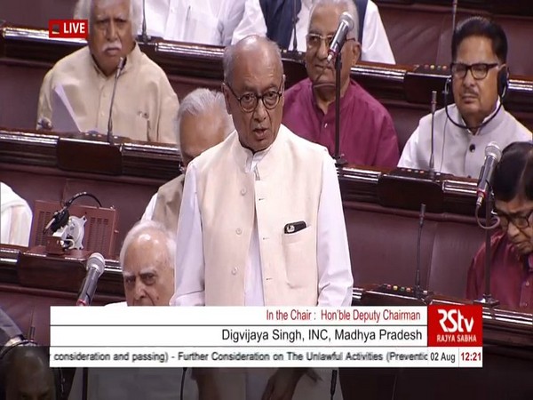Senior Congress leader Digvijaya Singh speaking in the Rajya Sabha on Friday. (Picture Credits: RSTV)