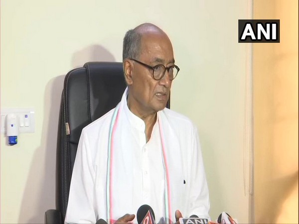 Digvijaya Singh speaking to reporters in Bhopal