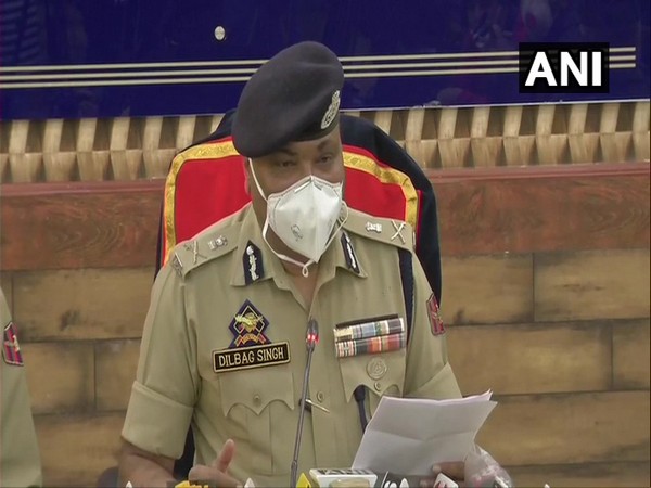 Jammu and Kashmir DGP Dilbag Singh addressing a press conference in Srinagar on Tuesday. Photo/ANI