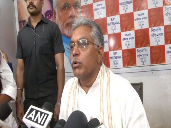 BJP leader Dilip Ghosh speaking at a press conference in Kolkata on Friday. Photo/ANI