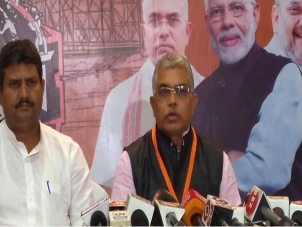 West Bengal BJP chief Dilip Ghosh speaking to reporters in Kolkata. Photo/ANI