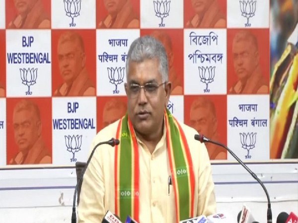West Bengal BJP President Dilip Ghosh in a press meet in Kolkata. Photo/ANI