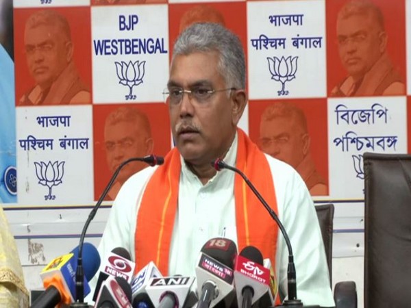 BJP West Bengal president Dilip Ghosh addressing a press conference in Kolkata on Friday. (Photo/ANI)
