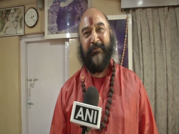 Custodian of the holy mace of Amarnath cave, Dipinder Giri, speaking to ANI on Saturday. Photo/ANI