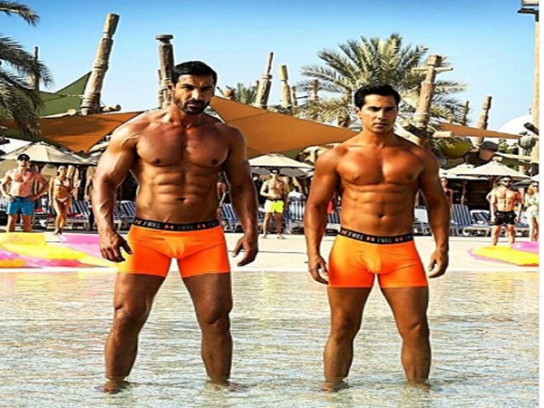 A still from the film 'Dishoom' featuring actors John Abraham and Varun Dhawan (Image Source: Instagram)