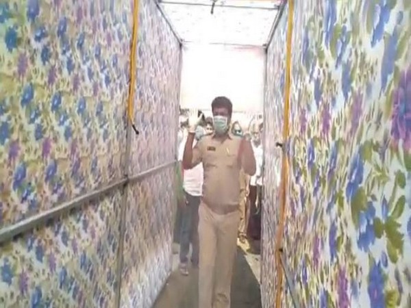 Visual from the disinfectant tunnel set up in Andhra Pradesh's Krishna district. Photo/ANI