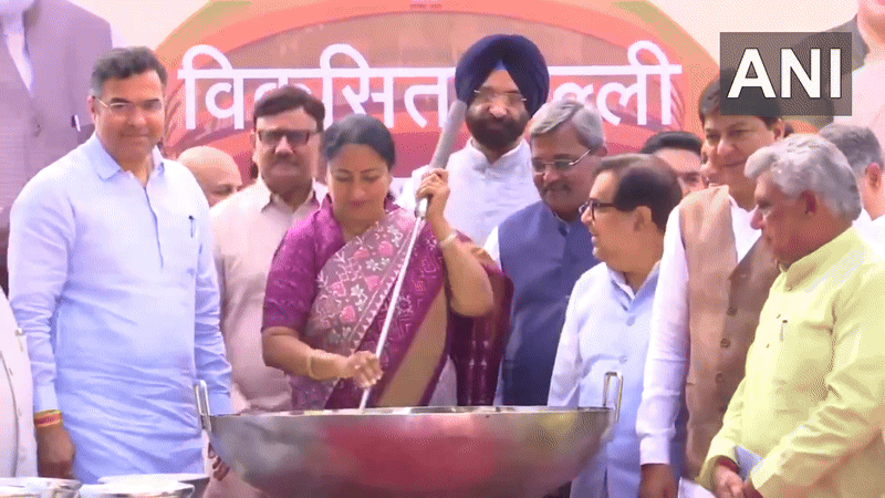 Delhi CM Rekha Gupta kicks off budget session with ceremonial kheer. (Photo/ANI)