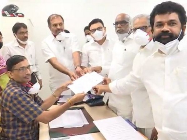 Visual from the nomination filing of Dokka Manikya Vara Prasad on Thursday. photo/ANI