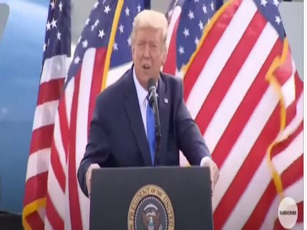 US President Donald Trump at a rally in North Carolina