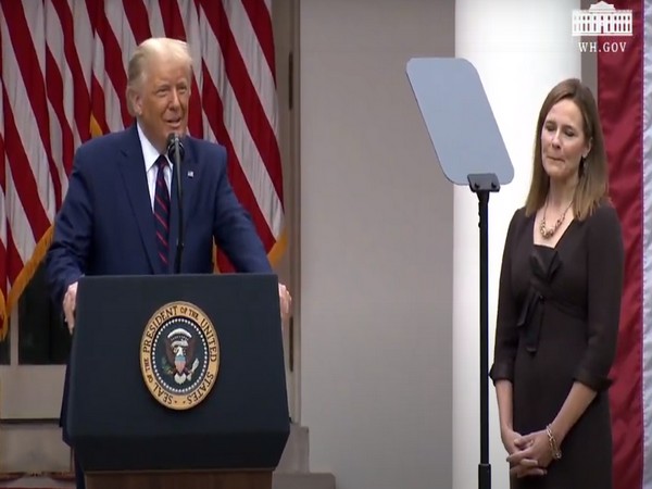US President Donald Trump with Judge Amy Coney Barrett