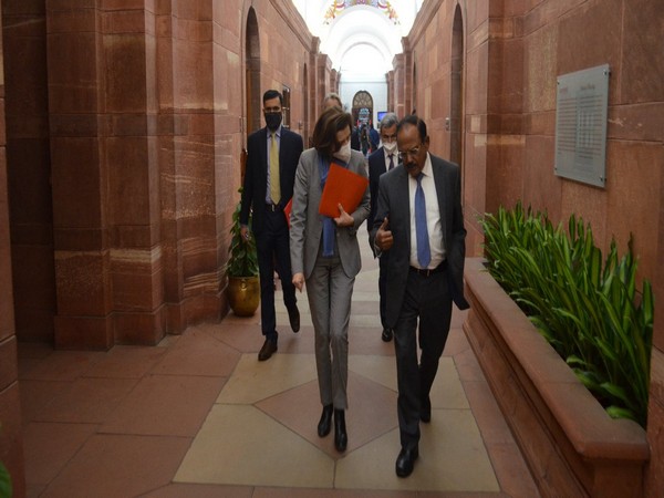 NSA Ajit Doval with French Defence Minister Florence Parly. (Photo Credit - Twitter/Emmanuel Lenain)
